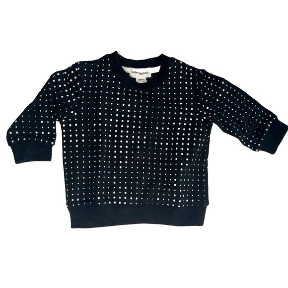 Baby Girls Sweatshirt Black with White Polka Dots ~ 6 MO ✨NEW✨ Miles The Label - Picture 1 of 5
